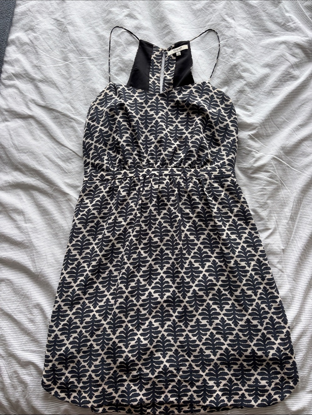 Madewell navy and cream Printed Mini Dress